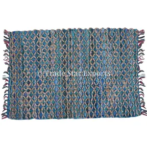 Indian Hand Loom Art Living Room Rugs Carpets Ethnic Dhurrie Vintage Chindi Rag Rug Chindi Cotton Rugs