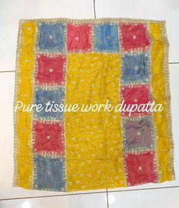 Dupatta de organza pura de viscosa 100% de la mejor calidad para niñas, Ropa Étnica elegante a precio mayorista - Product Image 2