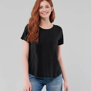 Haute qualité nouveauté manches courtes logo personnalisé col rond couleur unie femmes t-shirt à vendre à bas prix - Product Image 5