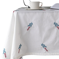 Nappe de mariage personnalisée brodée en gros, tissu coton-lin, couleur personnalisable, réutilisable, imperméable
