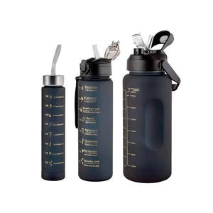 Ensemble de 3 bouteilles d'eau motivantes pour la randonnée et la rentrée scolaire, en plastique PC avec couvercle de type paille, design mignon, unisexe - Product Image 5