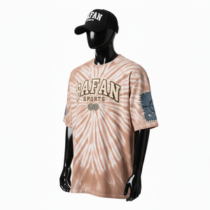 Camiseta de Hombre 100% Algodón, Lavado Ácido, Tela de Algodón Grueso 220 GSM, Color Marrón Vintage, Tinte Ácido, Logotipo Personalizado Bordado - Product Image 4