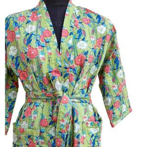 เสื้อคลุมยาวพิมพ์ลาย Kantha ใหม่กิโมโนออกแบบย้อนกลับแขนยาวระบายอากาศลายพิมพ์นุ่ม - Product Image 3