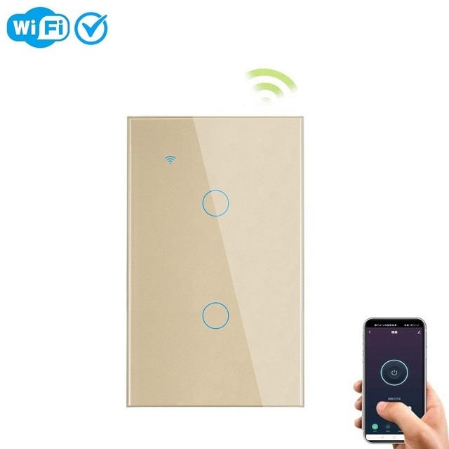 Au Wi-Fi Enabled Switches SAA Smart Lighting Control 2 Button Tuya Switch Touch Glass Panel Concave Australia Smart Home Devices