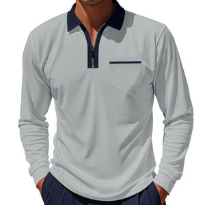 Chemises polo pour hommes personnalisées de haute qualité, t-shirt d'été, couleurs unies, manches longues, vierges, 260 grammes, tricot, polo décontracté - Product Image 2