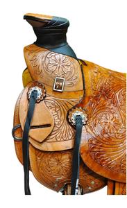 Sillín occidental de caballo de cuero genuino de calidad superior Sillín occidental de carreras de barril para montar a caballo - Product Image 2