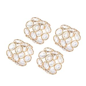 Servilleteros de Metal con cuentas de cristal dorado, servilleteros brillantes artesanales para Decoración de mesa de cena de fiesta de boda - Product Image 1