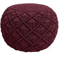 Tabouret en macramé crème en forme de boule royale, décoration d'intérieur et d'extérieur, Table pour chambre d'enfants, chambre d'adolescent, Hall