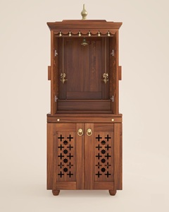 Modern Wooden Temple Solid Wood Home Mandir Hindu Prayer Cabinet Handmade Indian Furniture For Living Room Dining KA1006 - Product Image 5