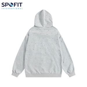 Custom Design High Quality 100% Cotton Winter Pullover Men's <b>Rhinestone</b> Hoodie with Custom Logo Streetwear Wholesale <b>Hoodies</b> - Product Image 2