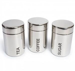 Nouveau Design Ensemble De 4 Boîtes De Cuisine En Acier Inoxydable Longue Durée Fantaisie Argent Métal Thé Café Sucre Boîtes Ensemble - Product Image 5
