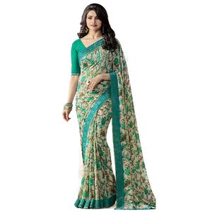 Sari indio tradicional de estilo étnico elegante con estampado digital de Bollywood en georgette para fiesta, blusa sin coser para mujer - Product Image 1