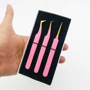 แหนบต่อขนตาสแตนเลสปลายแหลมปลายเรียบด้ามจับเพชรพร้อมปลายเส้นใยออกแบบได้ตามต้องการ - Product Image 4