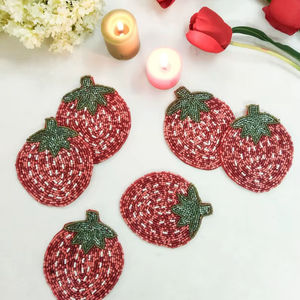 Handmade Glass Beaded <b>Coasters</b>-Classic <b>Drink</b> <b>Coasters</b> with Polyester Backing (4x4 Inch) for Church & Religious Gifts - Product Image 1