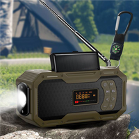 Radio d'urgence portable 5000mAh Mini avec fonction solaire et manivelle Réception AM/FM/NOAA Haut-parleur et lampe de poche de camping