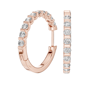 ต่างหูเพชรทรงห่วง 0.6 กะรัต คุณภาพ VVS-VS ระดับความใส EF  ทอง 18KT, 14KT, 10KT และเงิน 925  มีตัวเลือกเพชรโมอิสซาไนต์ สีโรสโกลด์, สีเหลือง - Product Image 2