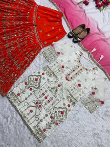 Modern Indian & Pakistani Ethnic Dress High Quality Designer Heavy Faux Georgette Fabric <b>Sharara</b> Suit & Palazzo with Dupatta - Product Image 4