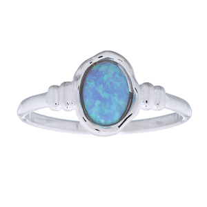 Radiant Irregular Oval <b>Blue</b> <b>Opal</b> Silver <b>Ring</b> - Product Image 2