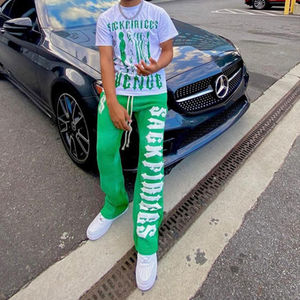 Conjunto de dos piezas para hombre: camiseta corta de cuello simulado 100% algodón tejido vintage de invierno, corte holgado y extragrande, y jogger de secado rápido. - Product Image 4