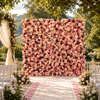 Décor de fond de scène pour grande salle de banquet, fleurs 3D de luxe faites à la main, résistantes aux plis, pour acheteurs en gros, faible coût d'expédition