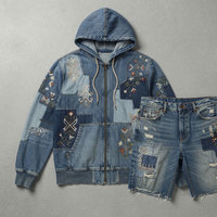 Ensemble de vêtements décontractés élégants en jean brodé et patchwork de qualité supérieure, vente en gros de vêtements de mode