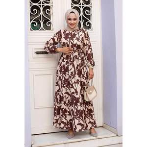 Vestido hiyab estampado hiedra marrón - Product Image 3