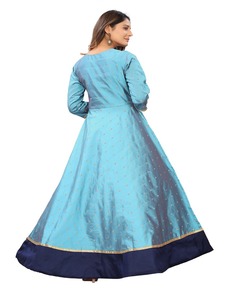 Attrayant Designer Partie Porter Lin Rayonne Tissus Anarkali Style Cousu Travail Lourd Jaune Couleur Indien Femmes Ethnique Vêtement Vêtements - Product Image 6
