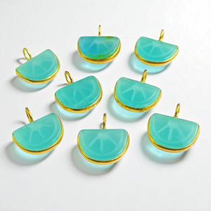 925 argent forme de citron sculpté Aqua calcédoine pierre précieuse à la main pendentif à breloque bricolage plaqué or pendentif en pierres précieuses - Product Image 4