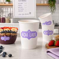 Gobelets à boissons chaudes personnalisés compostables, directement de l'usine, avec couvercles, design imperméable, gobelets en papier à paroi simple pour restaurant