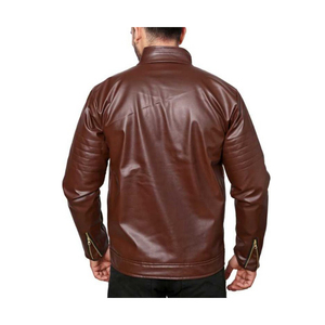 Veste en cuir pour hommes de haute qualité Veste en cuir classique pour hommes Manteau en cuir coupe ajustée Veste pour hommes - Product Image 6