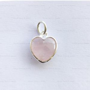 New Arrival 12mm Natural Smooth Rose Quartz Gemstone Bezel <b>Heart</b> Shape <b>Pendant</b> Sterling Silver for Women Fine <b>Pendants</b> Charms - Product Image 3