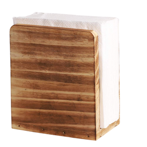 Servilletero de madera maciza hecho a mano con soporte de tejido decorativo de diseño elegante para uso en el hogar o restaurante de boda almacenado - Product Image 3