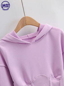 Sudadera con capucha recortada de cintura delgada de corte holgado para mujer, Top corto informal de manga larga con estilo Hip Hop de ombligo para otoño - Product Image 3