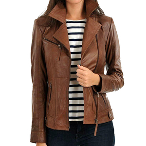 New Stylish Genuine <b>Leather</b> Waterproof Breathable Winter <b>Women</b> Fashion <b>Jacket</b> Best Quality Manufacturer Motorbike Clothing - Product Image 4