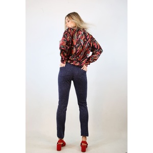 Pantalon en toile bleu classique 7021 respirant taille haute vêtements de bureau décontractés avec fermeture à la taille élastique taille XL formelle douce - Product Image 2