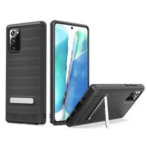 เคสโลหะขัดเงาสำหรับซัมซุง กาแลคซี่ โน้ต 20 2020 พร้อมขอบและขาตั้ง สีดำ - Product Image 1