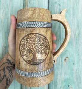 แก้วไม้ไวกิ้งนอร์ดิกแท้ ทำมือ เป็นมิตรกับสิ่งแวดล้อม ทนทาน พิมพ์ลายด้วยเลเซอร์ โลโก้สั่งทำได้ แก้วน้ำสำหรับโปรโมชั่น - Product Image 4