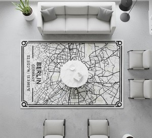 เบอร์ลินการออกแบบแผนที่ถนนพรมทอมือตกแต่งบ้านทันสมัยเสื่อปูพื้นเมืองสำหรับห้องนั่งเล่นปรับแต่งได้ - Product Image 1