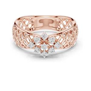 Bague en cluster de diamants de laboratoire 0,108 CT pour femmes, clarté VVS-VS EF, or 18 carats, 14 carats, 10 carats et argent 925, rose, jaune - Product Image 1