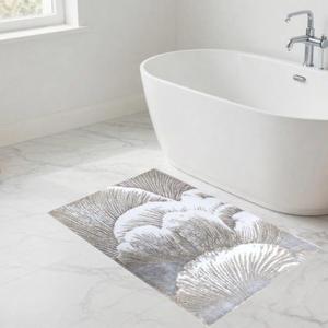Alfombra de Baño Baykent Aran Tejida en Jacquard, 60x100 cm, Color Beige Crudo, Hilos Plateados Teñidos, Algodón Reciclado, Certificación OEKO-TEX Standard 100 - Product Image 2