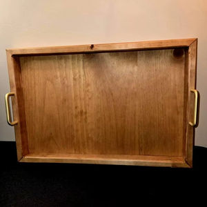 Plateau de rangement et de service rectangulaire avec bords surélevés, poignées latérales robustes, design élégant, idéal pour la cuisine, la table basse - Product Image 1