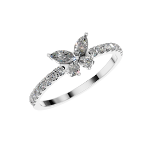 Charmante bague de fiançailles et de mariage en argent sterling 925 avec moissanite, papillon, bijoux fins, design artisanal pour un éclat élégant - Product Image 1