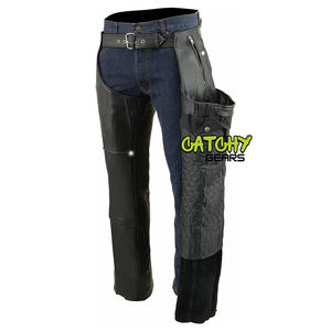 Full Grain Leather <b>Half</b> <b>Chaps</b> for Work Sports and Horse/Bike Riding Western Style in Multiple Colors - Product Image 4
