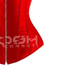 Haut corset en satin rouge personnalisé OEM/ODM avec fermeture éclair | Corset de lingerie pour femmes Fabricant - Product Image 4