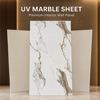 Panel de Revestimiento de Pared de PVC con Acabado Brillante, Diseño de Mármol con Vetas Doradas Beige Blanco MORLENX, para Decoración Moderna de Hogares y Hoteles