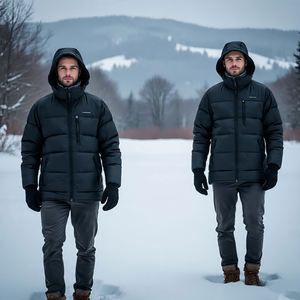 Chaqueta acolchada ligera para hombre con cremallera y cuello levantado, logotipo frontal transpirable y resistente al viento para uso en exteriores en invierno - Product Image 1