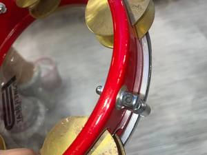 Tambourin arabe professionnel égyptien rouge Riq 22 cm - Clear Power Beat Head - Product Image 3