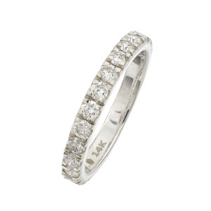 เครื่องประดับสวยงามคลาสสิก14K แหวนทองคำขาวแท้2.30มม. แหวนแต่งงานครึ่งงาน - Product Image 1