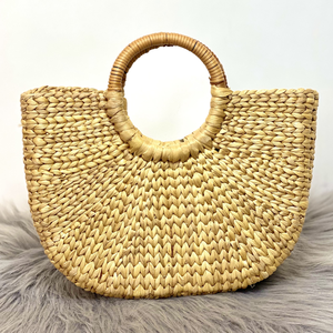 Top vente femmes jonc de mer tissé à la main plage Style sac à main 100% poignées en bois naturel brodé fleurs perles chaînes Vietnam - Product Image 4