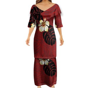 Vestido corto bohemio polinesio con fruncido, vestido personalizado de lujo con flores para quinceañera, vestido informal de verano modesto para mujer - Product Image 3